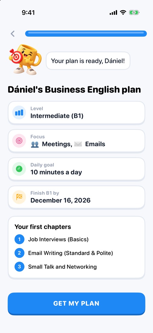 A personal Business English plan